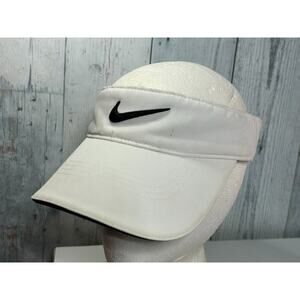 Nike Golf White Adjustable Visor Hat Swoosh Logo Athletic Lightweight Adult One